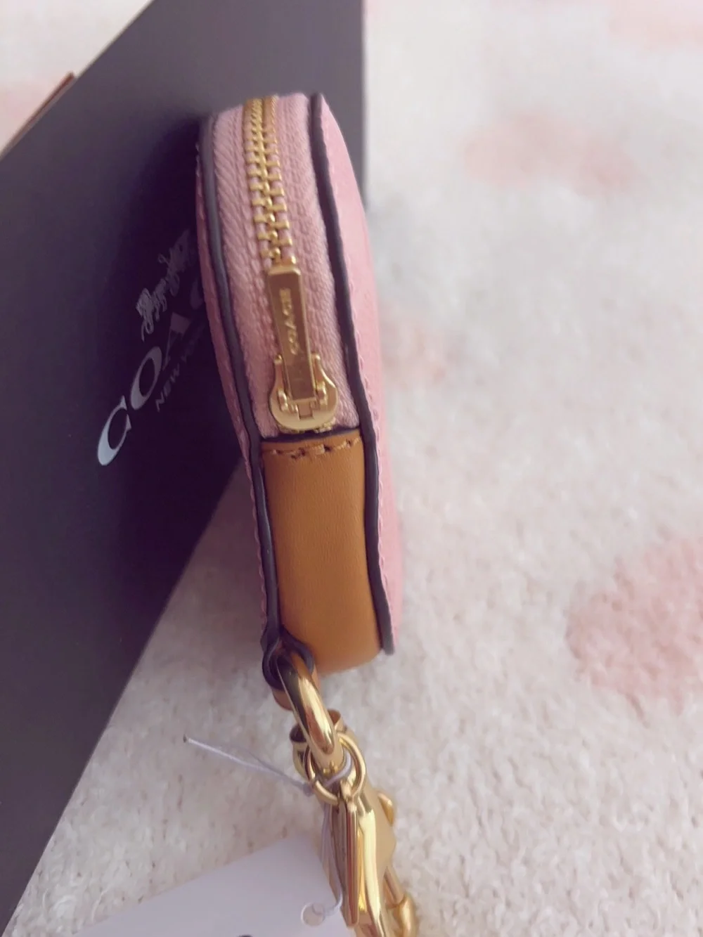 Coach heart bag charm powder pink